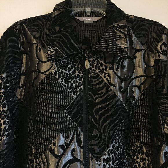 TanJay Gold and Black Patchwork Tiger Stripe & Leopard Spots Tapestry Jacket - Picture 5 of 16